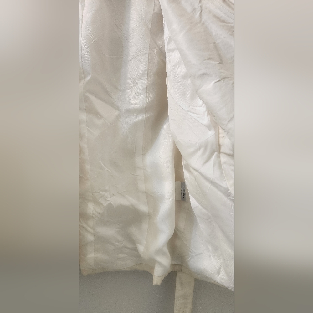 Vintage Rickie Freeman Teri Jon E Cream 100 % Silk Peplum Ruffle Jacket Size 6 - Picture 9 of 10